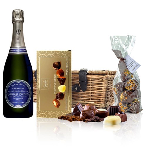 Laurent Perrier Ultra Brut Champagne 75cl And Chocolates Hamper